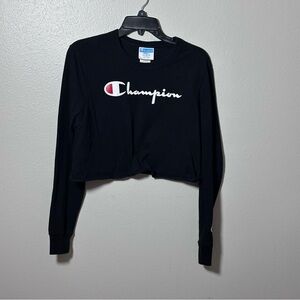 Champion‎ Women Black Long Sleeve Crop T-shirt Size Small.